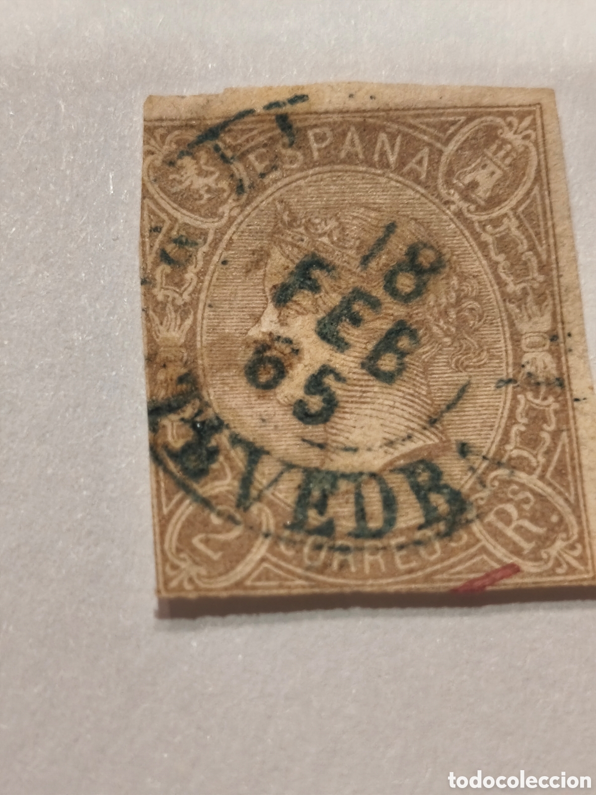 Sellos: Sello cl&aacute;sico de Espa&ntilde;a n 73 usado fechador Pontevedra ver im&aacute;genes,2 reales lila