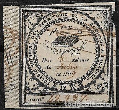 Selos: 1863 Colegio de Notarios de Zaragoza, usado BARATA n&ordm; 301