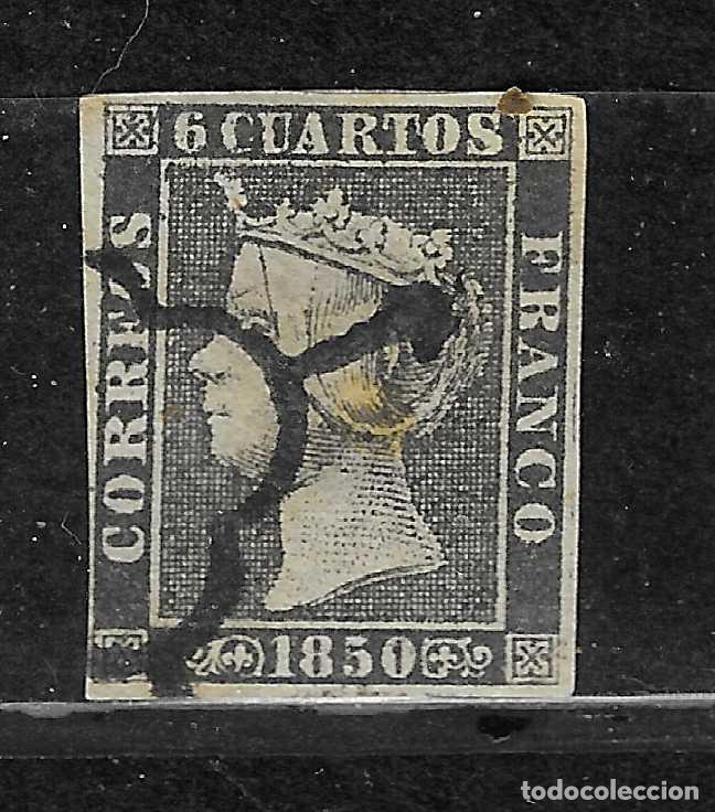 Sellos: ISABEL II EDIFIL 1A USADO ARA&Ntilde;A NEGRA