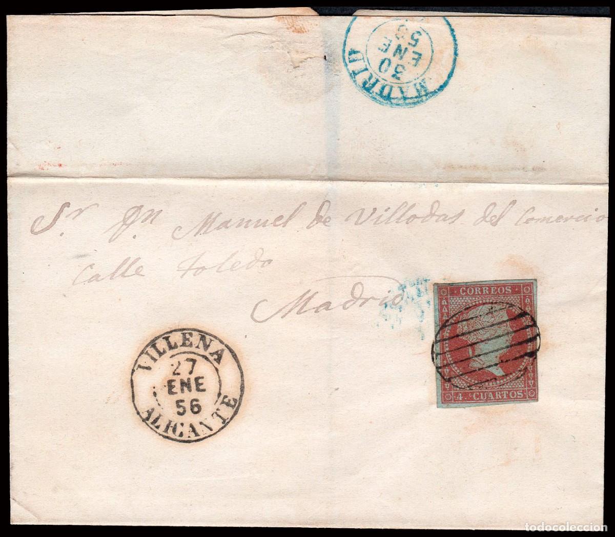 Stamps: Alicante - Edi o 40 - Envuelta Mat Parrilla + Fech. Tp. I negro &rdquo;Villena&rdquo; en frontal