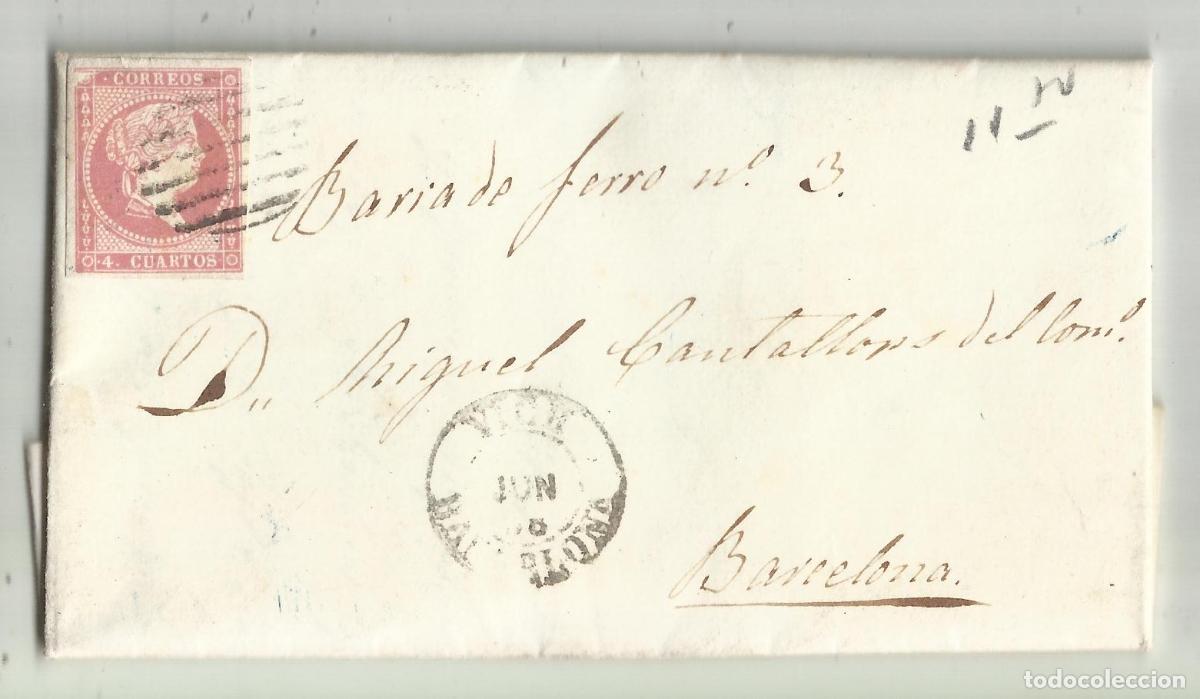 Sellos: CIRCULADA Y ESCRITA 1858 DE VIC A BARCELONA - Foto 1