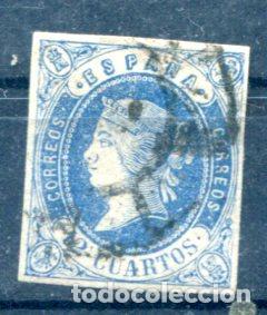 Timbres: Edifil 59. 12 cuartos Isabel II, a&ntilde;o 1862. Precioso.
