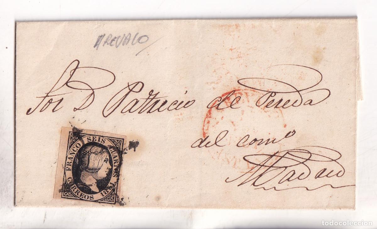 Sellos: ENVUELTA. AR&Eacute;VALO. &Aacute;VILA. 1851. A MADRID
