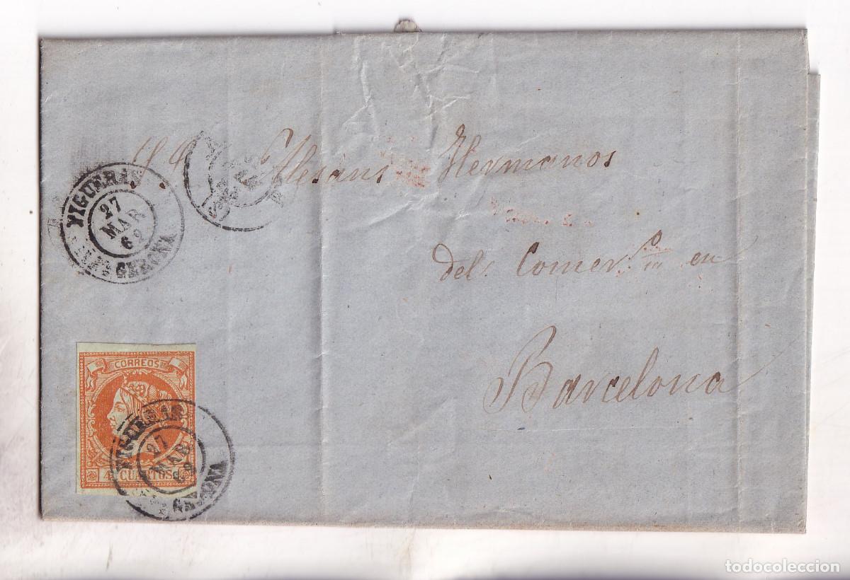 Sellos: CARTA ENTERA. FIGUERAS. FIGUERES. GIRONA. 1862. BONITOS FECHADORES