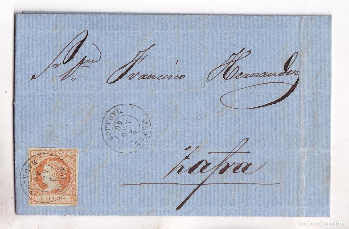 Stamps: CARTA ENTERA. JEREZ DE LOS CABALLEROS. BADAJOZ. A ZAFRA. 1860