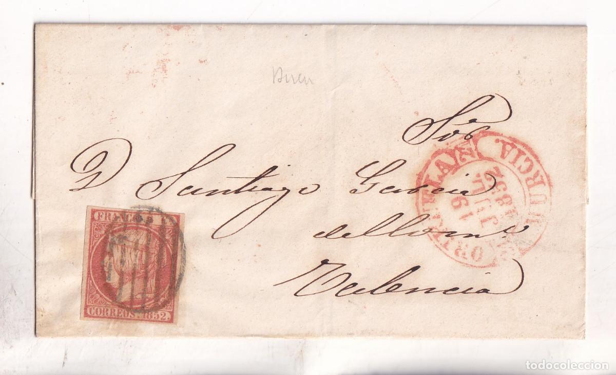 Sellos: ENVUELTA. ORIHUELA. ALICANTE. MURCIA. 1852. BAEZA