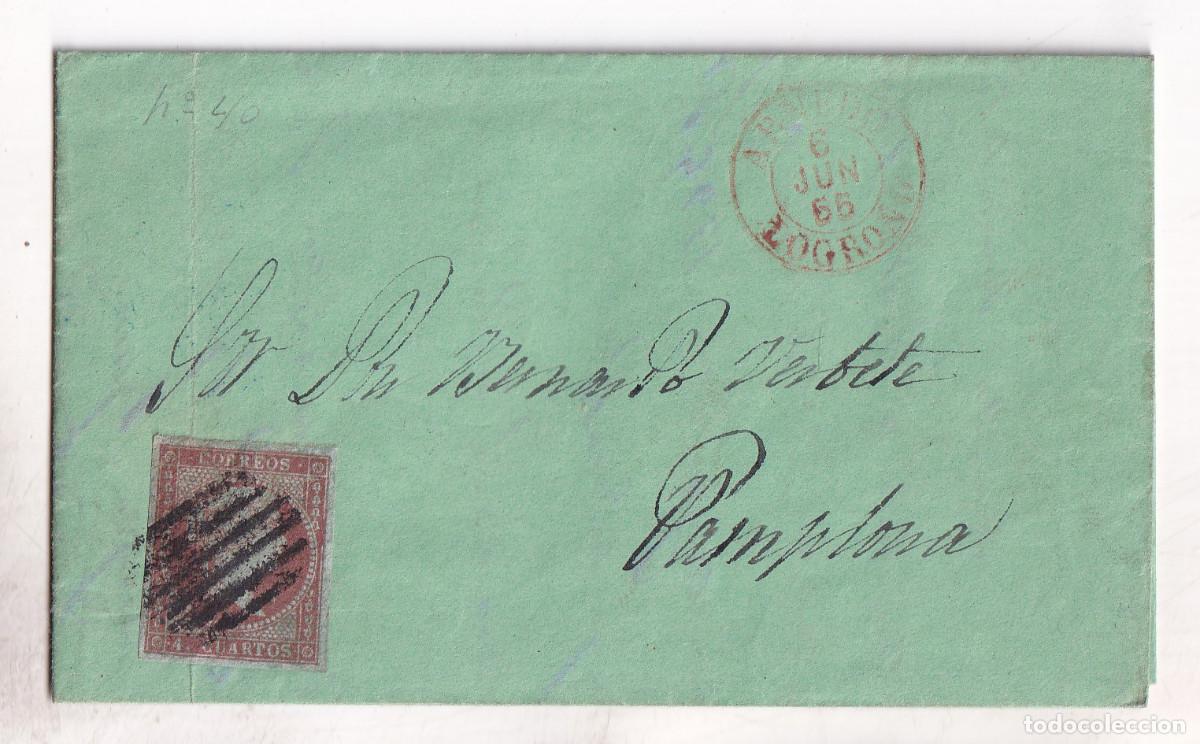 Sellos: CARTA ENTERA. MUNILLA. RIOJA. FECHADOR ROJO ARNEDO. 1855. A PAMPLONA. NAVARRA