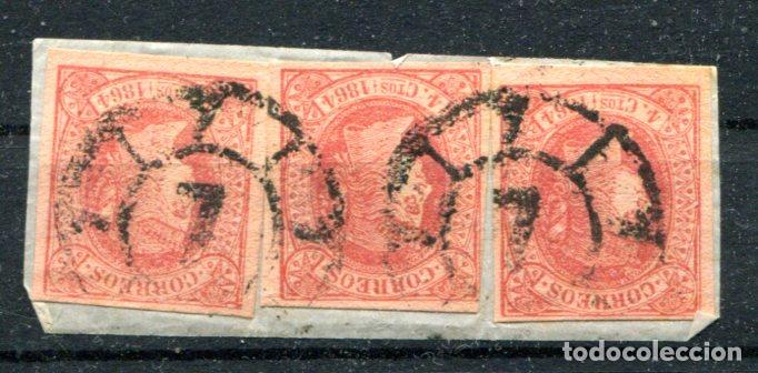Briefmarken: Edifil 64, cuatro cuartos, a&ntilde;o 1864. Trio, rueda de carreta