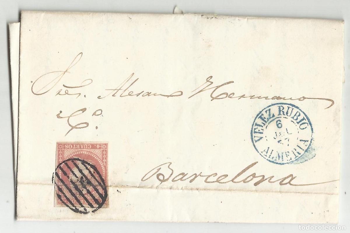 Sellos: CIRCULADA Y ESCRITA 1857 DE VELEZ RUBIO ALMERIA A BARCELONA
