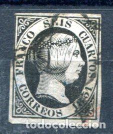 Sellos: Edifil 6. 6 cuartos Isabel II, a&ntilde;o 1851. Matasellado.