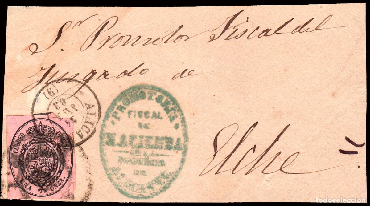 Sellos: Alicante - Edi o 36 - Frente de plica Mat Fech. Tp. II &rdquo;Alicante (9)&rdquo; + Rueda Carreta &rdquo;9 - Alicante&rdquo;
