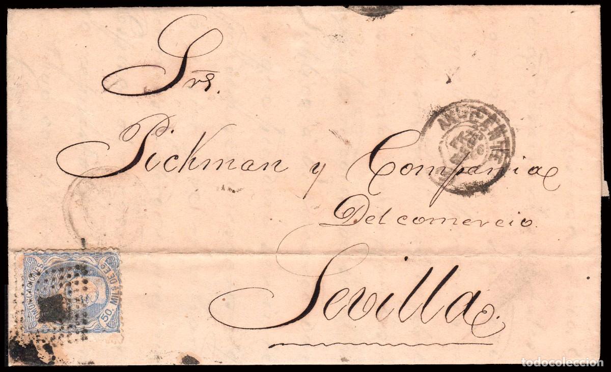 Sellos: Alicante - Edi o 107 - Carta Mat Rombo Puntos + Fech. Tp. II &rdquo;Alicante&rdquo; en frontal