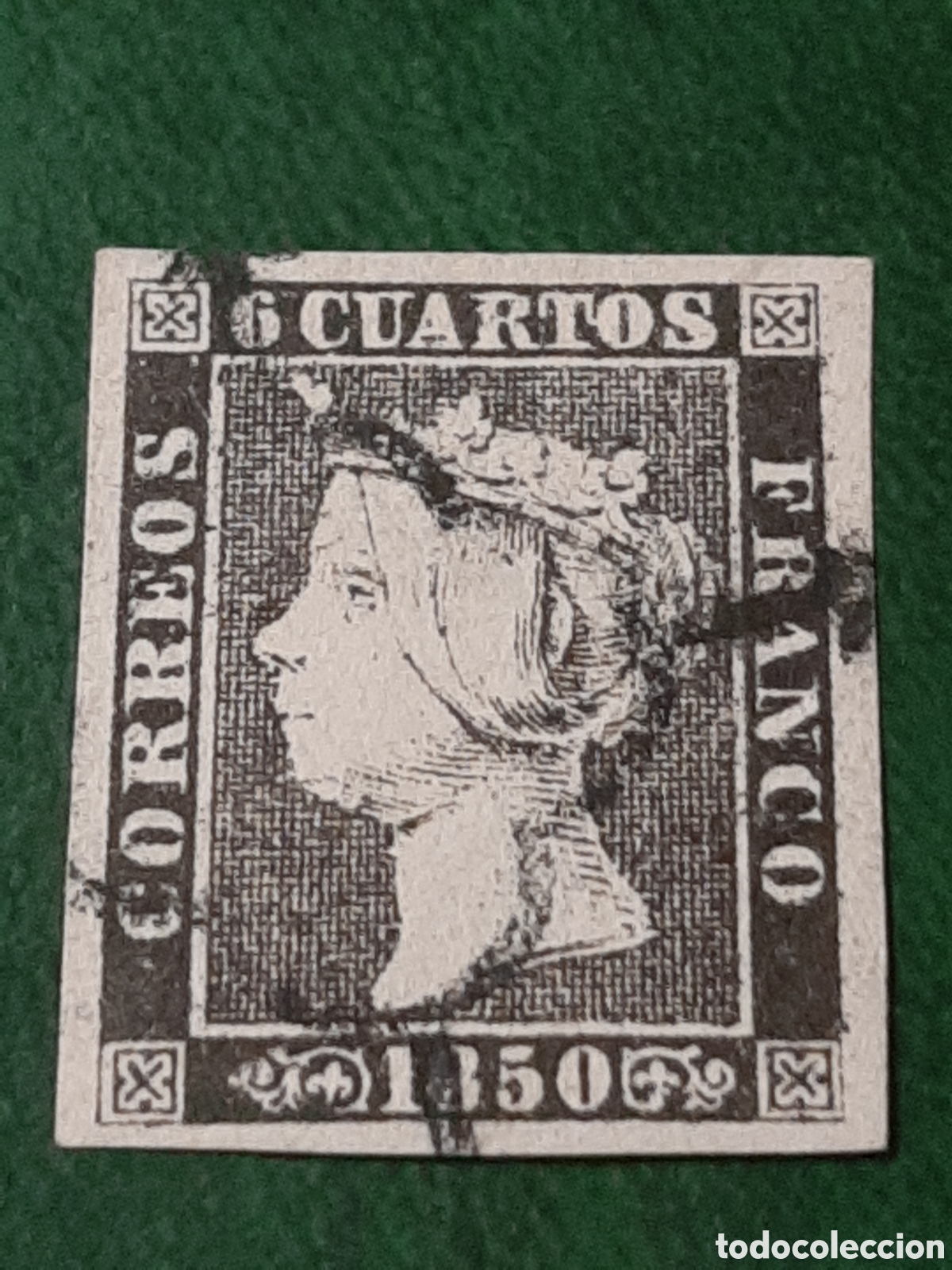 Sellos: Edifil 1A. Isabel II sin dentar. A&ntilde;o 1850.