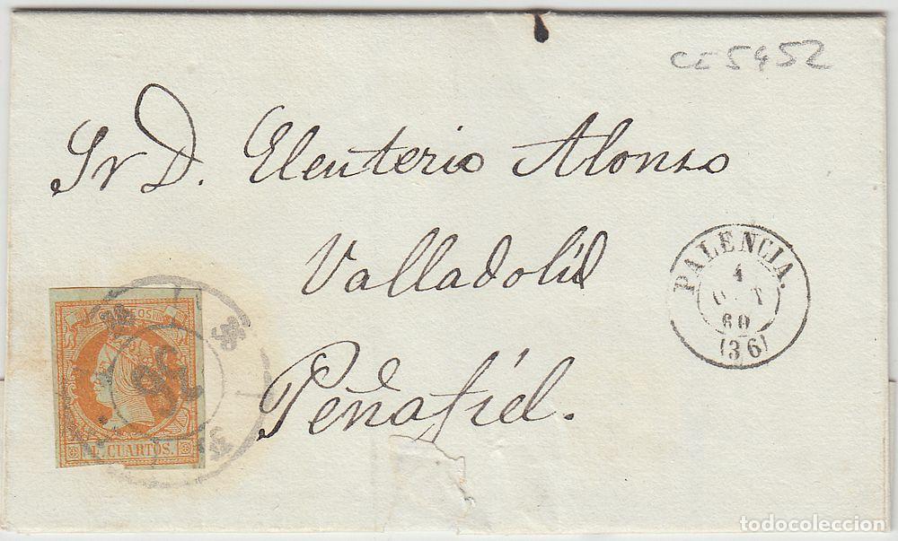 Sellos: EDIFIL N&ordm; 52-CARTA CON RUEDA DE CARRETA N&ordm; 36-PALENCIA-