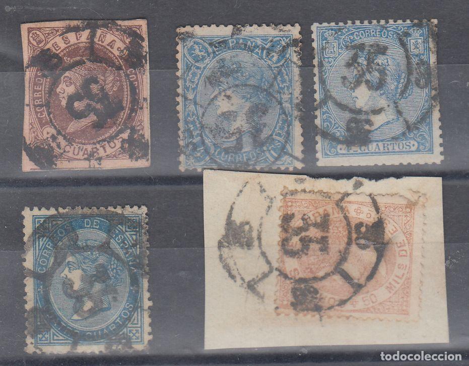 Sellos: FICHA CON CINCO SELLOS CON RUEDA DE CARRETA N&ordm; 35-ORENSE-