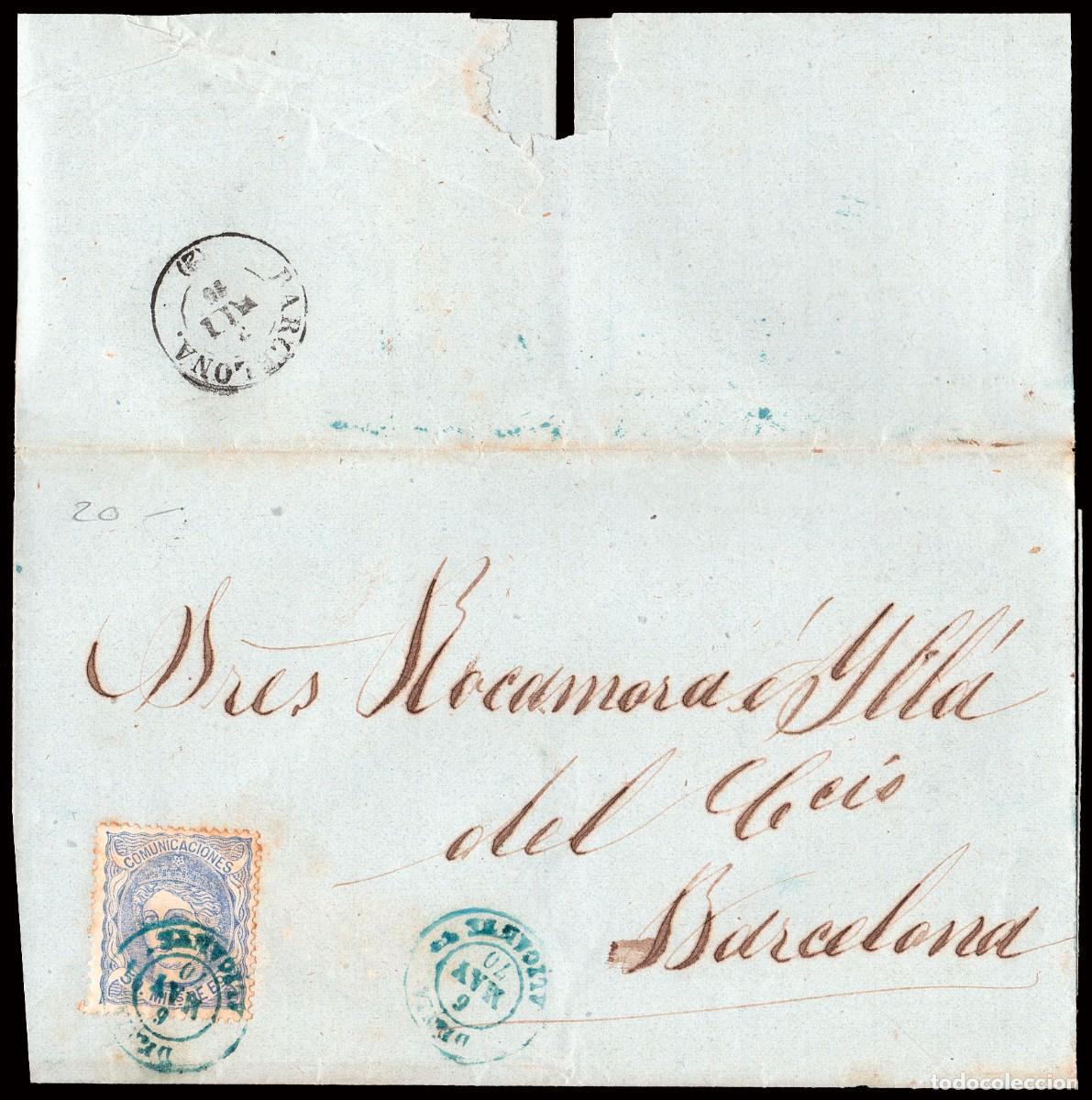 Sellos: Alicante - Edi o 107 - Envuelta Mat Fech. Tp. II azul &rdquo;Denia&rdquo;