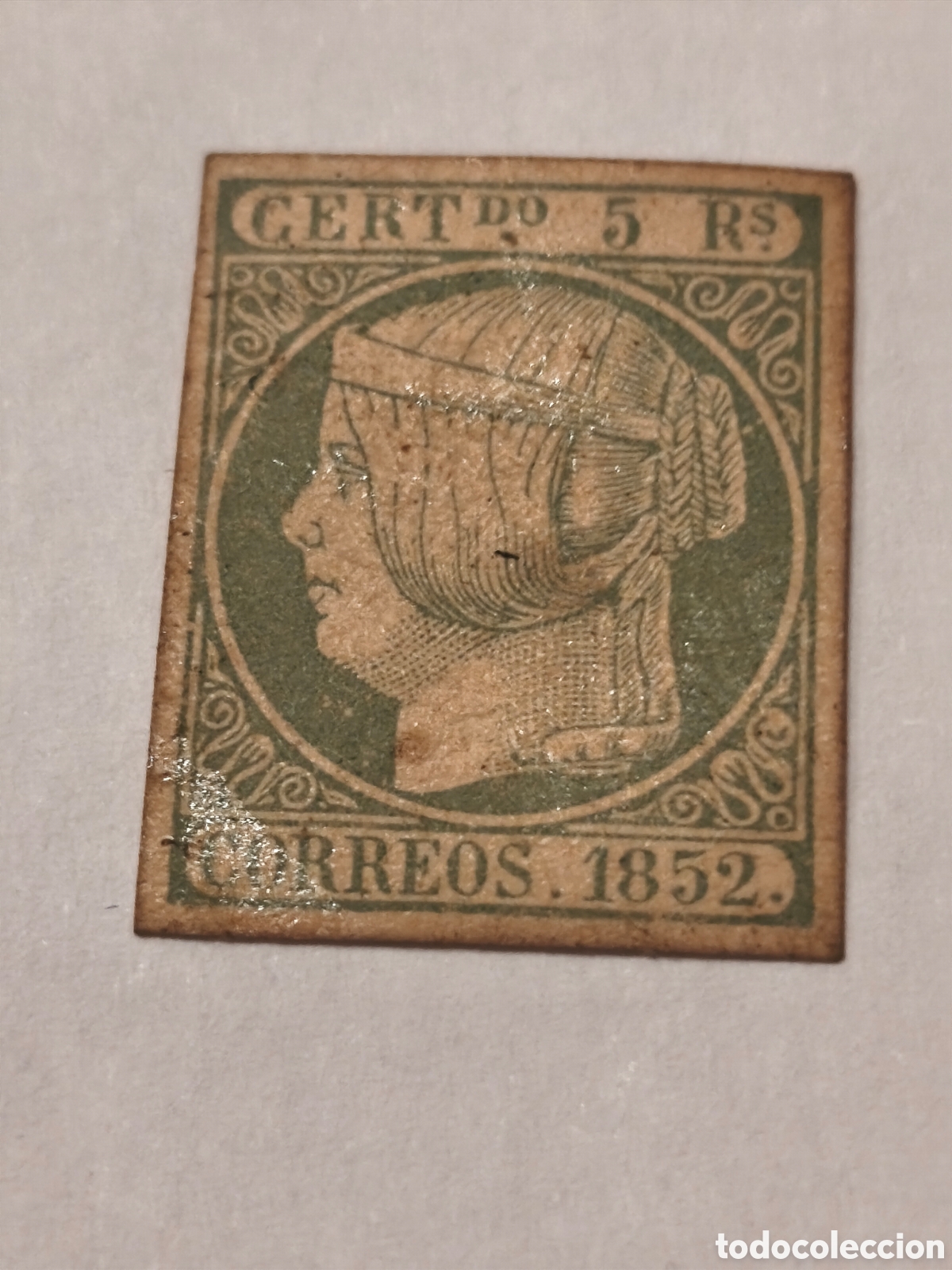 Sellos: Sello cl&aacute;sico de Espa&ntilde;a n 15 nuevo con goma** muy escaso 5 reales verde,ver