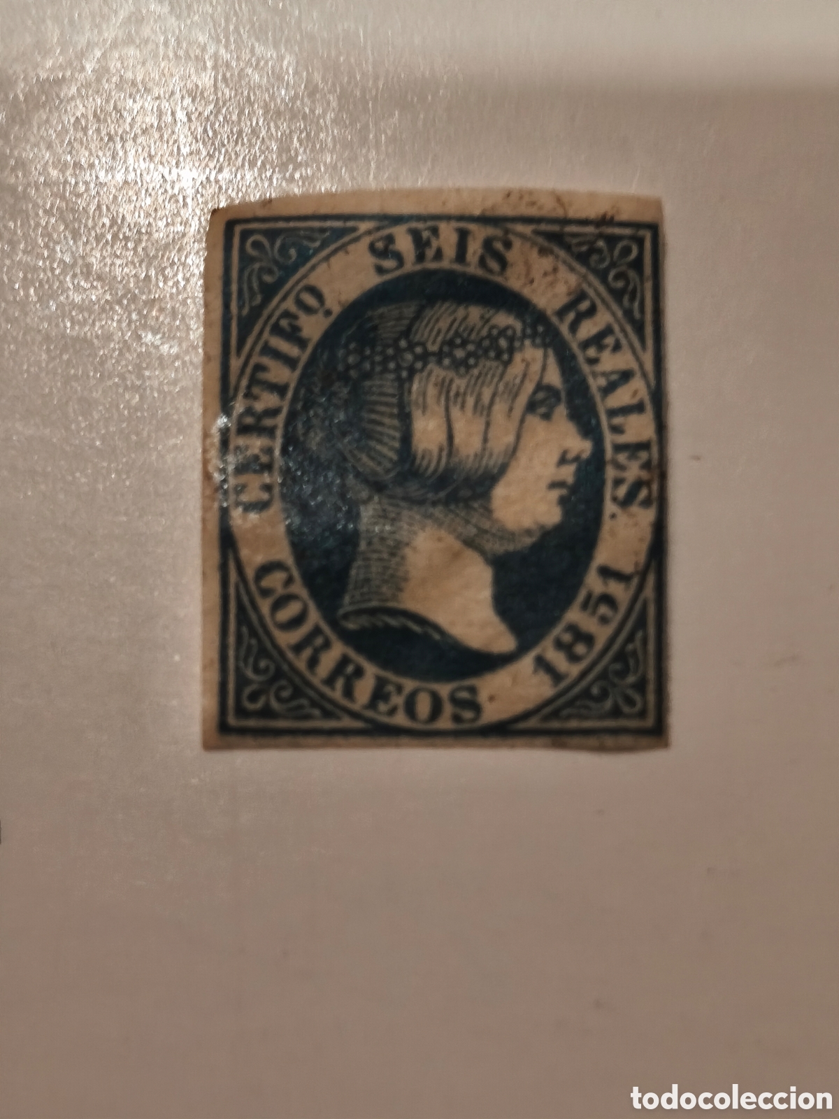 Sellos: Sello cl&aacute;sico de Espa&ntilde;a n 10 nuevo con goma** muy escaso , 6 reales azul ver imagenes