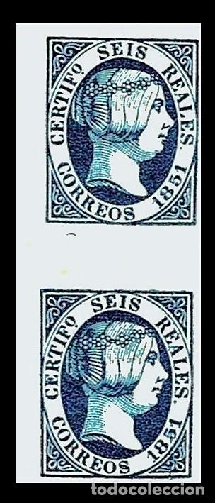 Sellos: L36-6 ESPA&Ntilde;A ISABEL II Edifil n&ordm; 10 Pareja con INTERPANER Falso Segui de &eacute;poca. Sin fjasellos