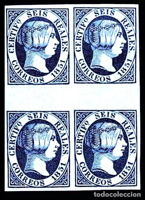 Sellos: L36-Espa&ntilde;a ISABEL II Edifil n&ordm; 10 (VARIEDAD 6 reales Variedad CON INTERPANEL ENTRE LOS SELLOS, EN UN