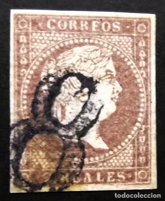 Sellos: EDIFIL N&ordm; 42, USADO, A&Ntilde;O 1855, 2 R. VIOLETA, PARA SU ESTUDIO.