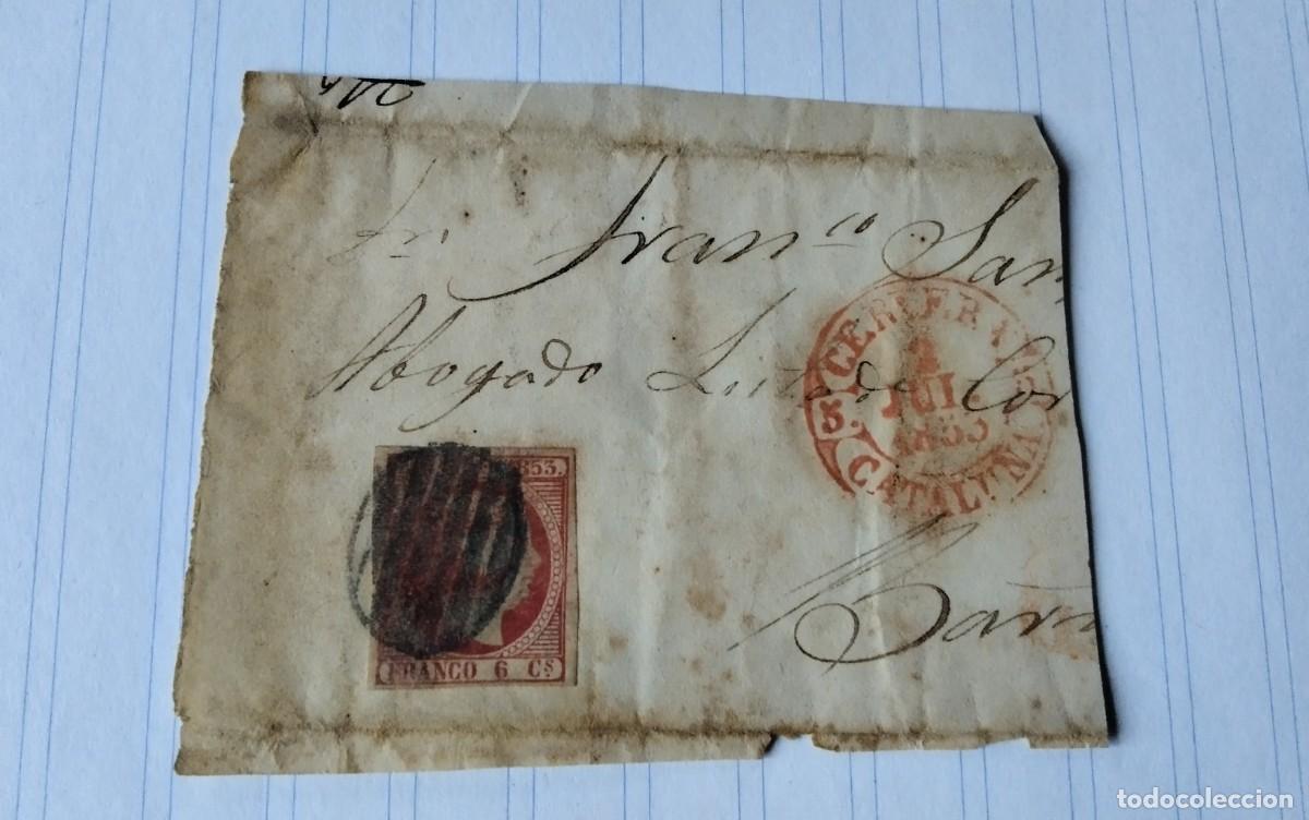 Sellos: FRONTAL DE ENVUELTA CON SELLO EDIFIL N&ordm; 17 CON MATASELLO DE PARRILLA Y BAEZA CERVERA