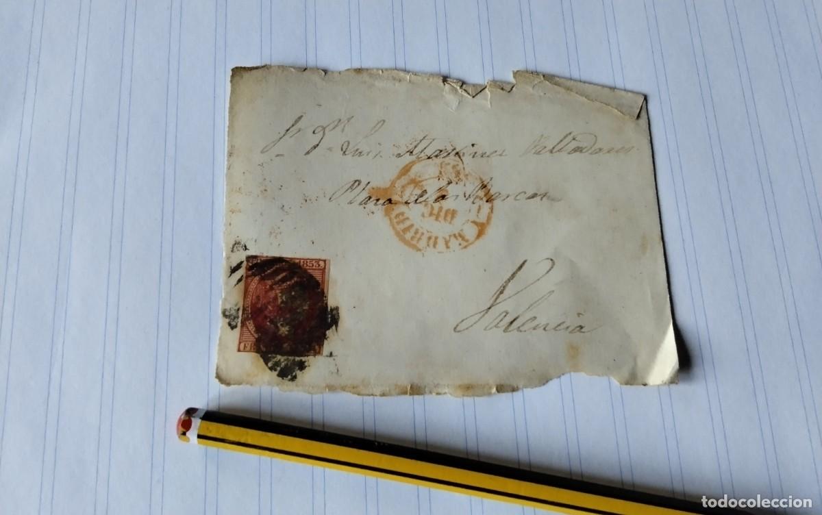 Sellos: FRONTAL DE ENVUELTA CON SELLO EDIFIL N&ordm; 17 CON MATASELLO DE PARRILLA Y BAEZA MADRID