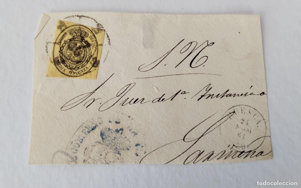 Sellos: FRONTAL PLICA JUDICIAL SELLO EDIFIL 35 FECHADOR HESCA DESTINO SARI&Ntilde;ENA 1861