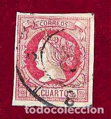 Sellos: Espa&ntilde;a. Edifil 0053. Rueda de carreta negra n.&ordm; 8