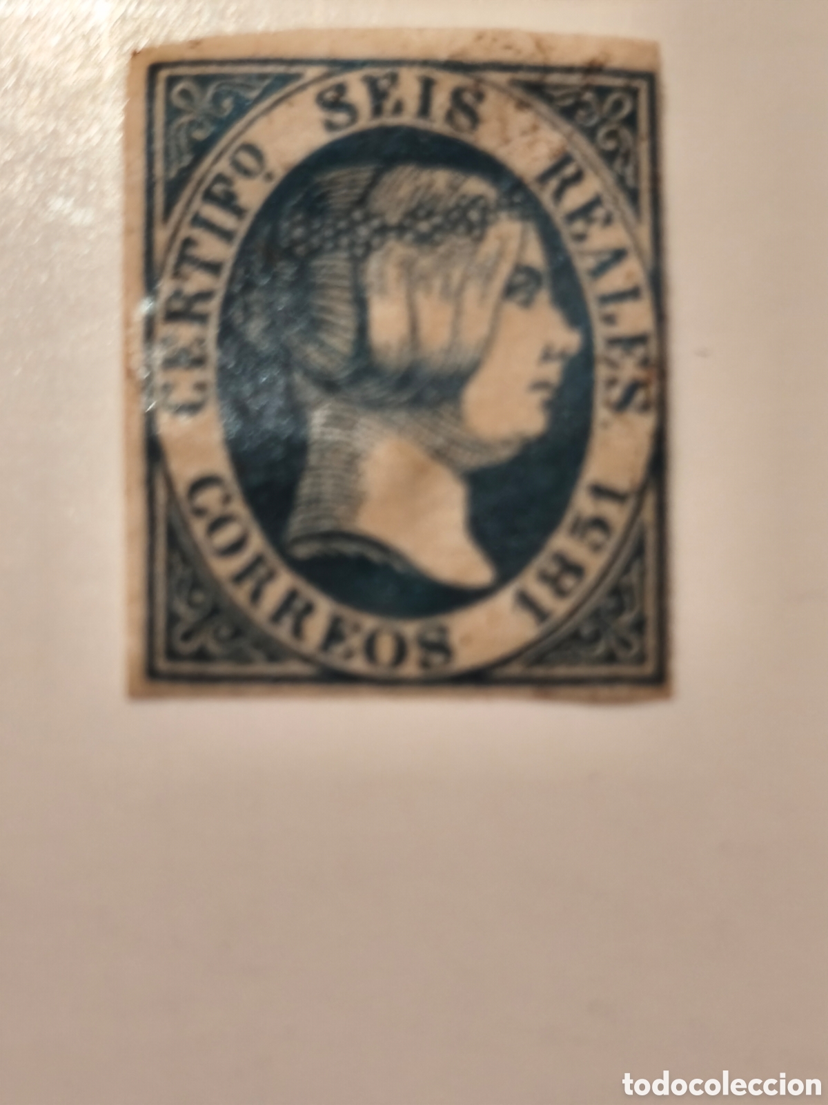 Sellos: Sello cl&aacute;sico de Espa&ntilde;a n 10 nuevo con goma** muyvescaso,6 reales azul ,ver las imageenes