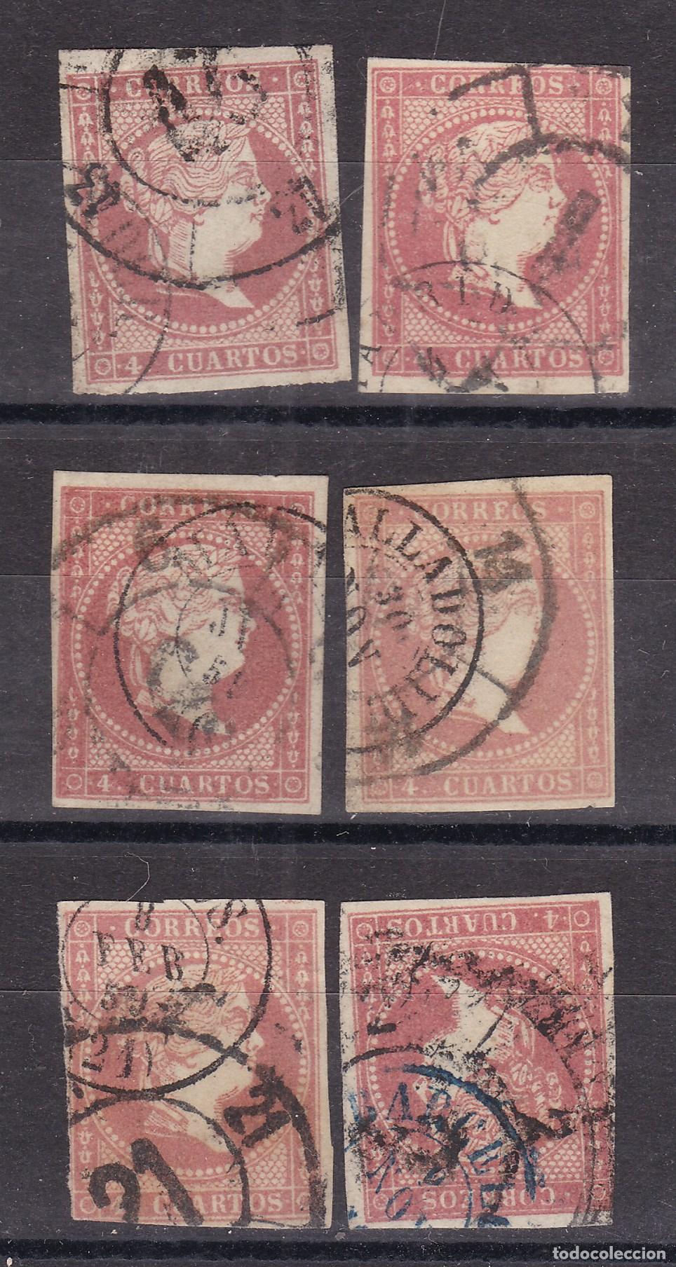 Sellos: FC-107-Cl&aacute;sicos Edifil 48 x 6 Sellos DOBLE MATASELLOS Rueda Carreta/ Fechador