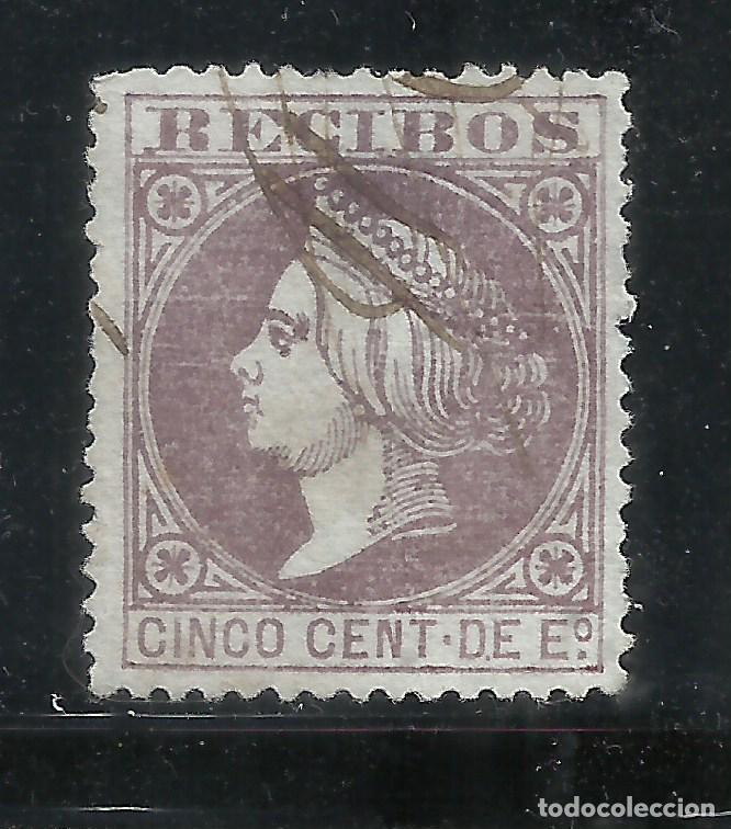 Sellos: 0908-SELLO CLASICO ISABEL II 1866 5 CENTIMOS DE ESCUDO RECIBOS N&ordm; 3 FISCAL FISCAUX STEMPELMARKEN SPA
