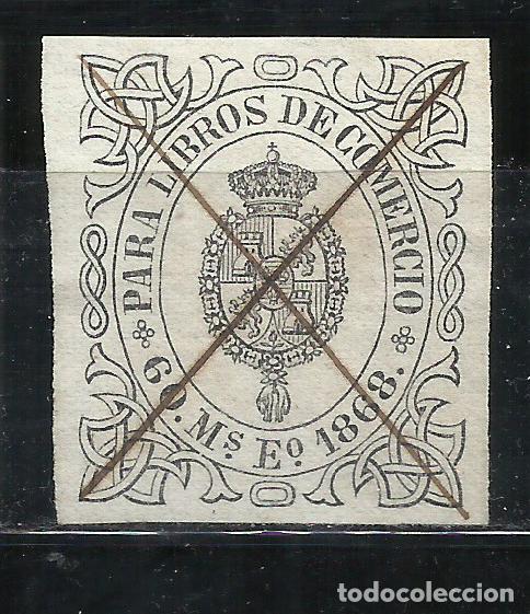 Sellos: 0912-SELLO FISCAL 1868 N&ordm;18 ADHESIVO CLASICO ESCUDO MONARQUIA LIBROS DE COMERCIO, EDIFIL ALE
