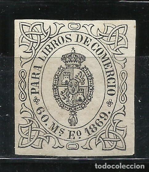 Sellos: 0913-SELLO FISCAL 1869 N&ordm;19 ADHESIVO CLASICO ESCUDO MONARQUIA LIBROS DE COMERCIO, EDIFIL ALE