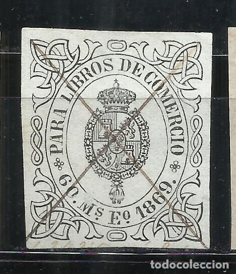 Sellos: 0915-SELLO FISCAL 1869 N&ordm;19 ADHESIVO ESCUDO MONARQUIA LIBROS DE COMERCIO, EDIFIL