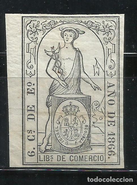 Sellos: 0918-CLASICO MERCURIO HERMES A&Ntilde;O 1866 LIBROS DE COMERCIO 6 CUARTOS DE ESCUDO,PRECIOSO SELLO,SIN DEFE