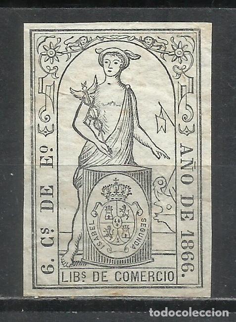 Sellos: 0920-CLASICO MERCURIO HERMES A&Ntilde;O 1866 LIBROS DE COMERCIO 6 CUARTOS DE ESCUDO,PRECIOSO SELLO,SIN DEFE