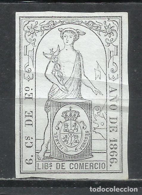 Sellos: 0921-CLASICO MERCURIO HERMES A&Ntilde;O 1866 LIBROS DE COMERCIO 6 CUARTOS DE ESCUDO,PRECIOSO SELLO,SIN DEFE