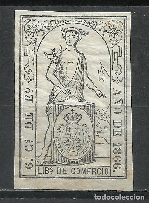 Sellos: 0922-CLASICO MERCURIO HERMES A&Ntilde;O 1866 LIBROS DE COMERCIO 6 CUARTOS DE ESCUDO,PRECIOSO SELLO,SIN DEFE