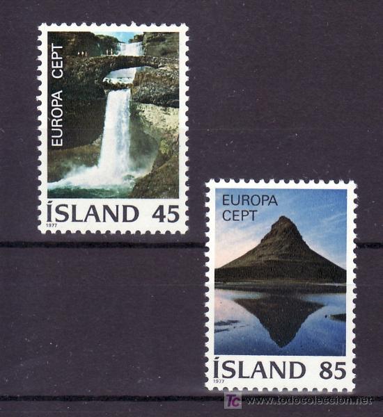 ISLANDIA 475/6 SIN CHARNELA, TEMA EUROPA 1977, PAISAJES, (Sellos - Extranjero - Europa - Islandia)