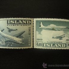 Sellos: ISLANDIA 1959 AEREO IVERT 30/1 *** 40 ANIVERSARIO AVIACIÓN ISALANDESA - AVIONES. Lote 21805412