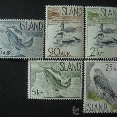 Sellos: ISLANDIA 1959-1960 IVERT 294/8 *** FAUNA - AVES Y PECES