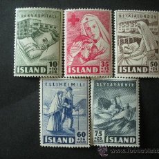 Sellos: ISLANDIA 1949 IVERT 215/9 *** PRO CRUZ ROJA. Lote 25723495