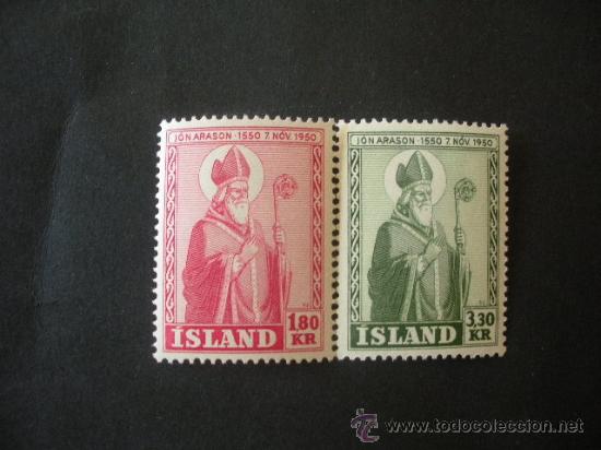 Sellos: Islandia 1950 Ivert 234/5 *** 4º Centenario Muerte del Obispo Jon Arason - Religión - Foto 1 - 32132925