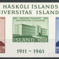 Sellos: ISLANDIA 1961 HB IVERT 3 *** 50º ANIVERSARIO DE LA UNIVERSIDAD. Lote 67163401