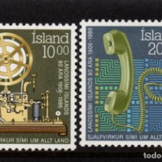 Sellos: ISLANDIA 611/12** - AÑO 1986 - 80º ANIVERSARIO DEL SERVICIO TELEFONICO ISLANDES