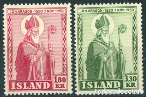 Sellos: Islandia 1950 Ivert 234/5 *** 4º Centenario Muerte del Obispo Jon Arason - Religión - Foto 1 - 233124475