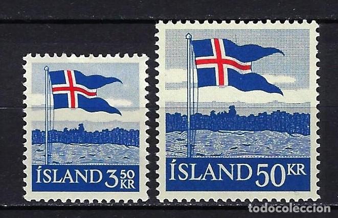 Sellos: 1958 Islandia Michel 327/328 Yvert 286/287 Bandera nacional MNH** Nuevos sin fijasellos - Foto 1 - 246642500