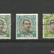 Sellos: ISLANDIA, 1920, OFFICIAL, MI 34, 37, 38, MH Y USADO. Lote 360513000