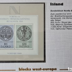Sellos: HOJA BLOQUE DE ISLANDIA 1984, PERFECTA. Lote 401499984